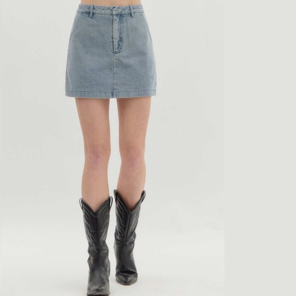 entro Pants - Entro NWT Denim Dash Skort Light Wash Blue Mini Skirt Jean Shorts Women's Small